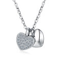 Sterling Silver Jewelry Double Heart Zircon Charm Necklace